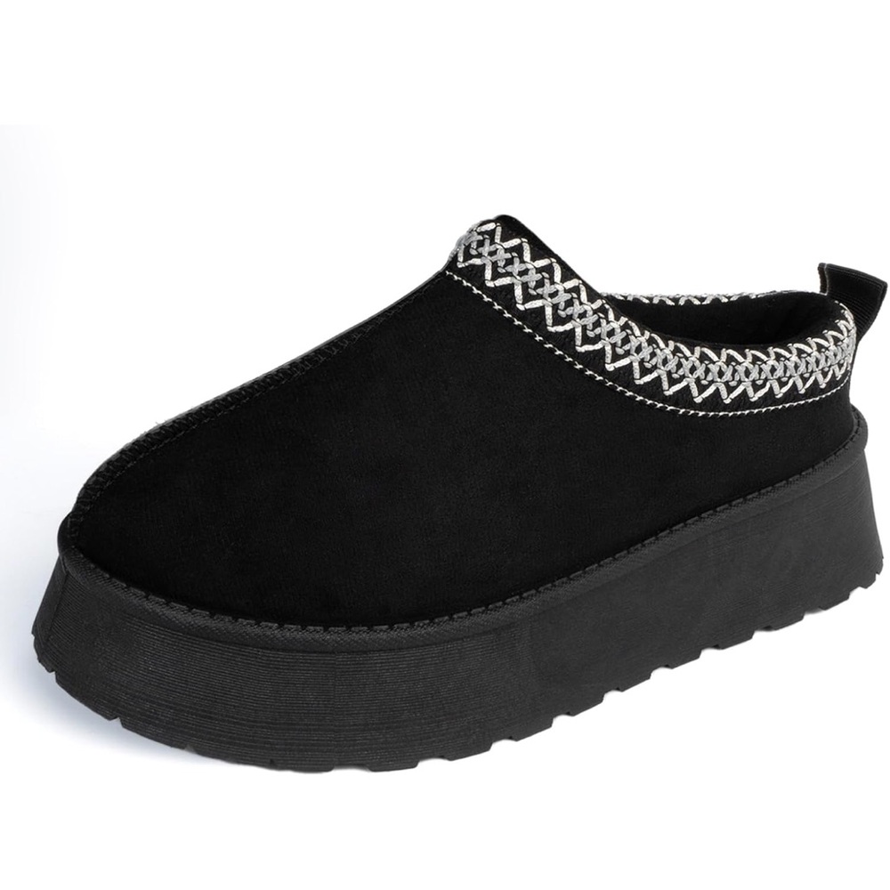 Elegant Black Women's Mules with Embroidered Trim
